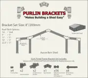 Aussie Barn Shed 8inch C Section Purlin Bracket Set-Garage-Farm-Steel Plate