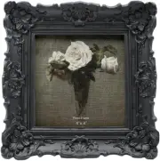 4X4 Vintage Small Picture Frame, Antique Ornate Black Square Photo Frame, for Ta