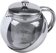 BAWHO Exquisite European Style Stainless Steel Glass Modern Teapot， Tea Leaf Infuser Fruit Tea Flower Tea Set