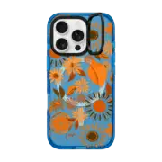iPhone 16 Pro Impact Ring Stand Case MagSafe Compatible EttaVee 1970s Daisies & Fruit