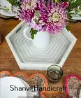 Handcrafted Bone Inlay Grey and White Serving Tray Antique Food Platter Tray