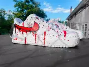 Air Force 1 Custom Blood Drip Splatter Red Black White Shoes Art Womens Size 9.5