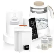 ADVWIN Electric Steam Bottle Sterilizer and Baby Formula Machine Set (White/Green)