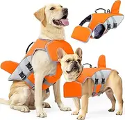 Shark Life Jacket for Dogs, High Flotation Pet Life Vest with Handle, Removable Front Float Dog Safety Lifesaver Orange X-Large