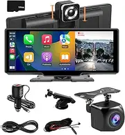 tieedhfu Portable 10.26Inch HD IPS Touchscreen Car Stereo Dual Lens Dash Cam DVR Support Wireless Android Auto & with TF CardMonitor Android Auto Wireless Convenient, 128GB