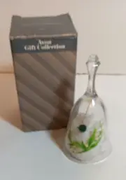 Vtg AVON Birthstone Bell, May, Emerald, Lily of the Valley, Lead Crystal, France