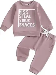[Xiaodriceee] Toddler Boys Spring Fall Outfit Letter Print Crewneck Sweatshirts and Pocket Pants Sets