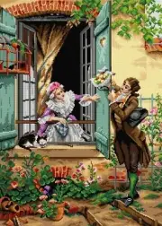 "My Valentine "Printed Canvas or Threads Kit for Tapestry Gobelin Orchidea 2929