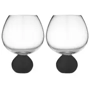 2pc Tempa Astrid 600ml Crystal Gin Glass Drinking Glassware Set Matte Black