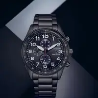 在飛比找PChome24h購物優惠-CITIZEN 星辰 光動能 三眼計時 腕錶 黑色 男錶 手