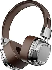 Bluetooth Headphones Over Ear, 12 Hours Playtime Wireless Headphones with Microphone, Foldable Lightweight Headset with Deep Bass, HiFi Stereo Sound for Travel/Work/Phone/PC/Game (Brown Silver)