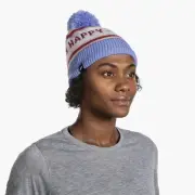 NWT Brooks Run Happy Heritage Pom Beanie Sand Blue Unisex Running Apparel Hat