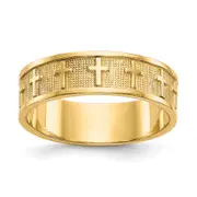 14K Yellow Gold Polished u0026 Satin Cross Band