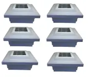 6-pk Solar White Cap Light With 4 Bright White SMD LED For 5"x5" PVC/Vinyl Post
