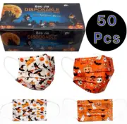 （50-PCS） Children Pumpkin pattern 3-Ply Disposable Face Mask Earloop Mouth Cover