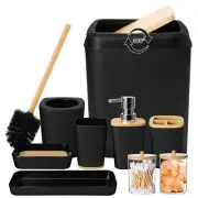 Bathroom Accessories Accessory Set Black 9 Piece Sets With Trash Can Decor