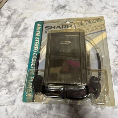 Vintage NIB Sharp JC-180(GY)-B AM FM Stereo Cassette Tape Player-Belt Clip
