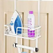 KES Ironing Board Hanger Over The Door, T-Leg Ironing Board Holder, Ironing Board Door Hanger for 1 3/8" Door, Metal Iron Holder White, HIR500A-WH