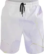 [GuoChe] Men's Beach Shorts Abstract Rose Purple Lavender Liquid Quick Dry Beachwear Beach Swim Shorts Pants with Mesh Lining