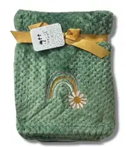 BLANKET PLUSH - DUCK DUCK GOOSE GIRLS 223 - GREEN FLOWERS -BABY TODDLER CRIB BED