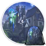 Ghostly Encounter Fiction Art Round Beach Towel