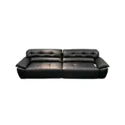 Black Leather Power Retractable Sofa Bed/Dual Electric Extended Sleeper Couch