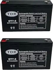 TDRMOTO 2pcs BATTERY OT7-6 6V 7AH AGM Deep Cycle Sealed Lead Acid SLA GEL AGM BATTERY for mobility scooters, golf carts, wheelchair, dust collectors, mowers