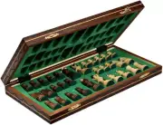 Handmade European Wooden Chess Set with Flowers, 16 Inch Board and Hand Carved C