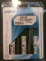 Crucial 6GB Kit 2GBx3 240 Pin DIMM DDR3 PC3 8500 Memory Module