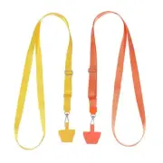 2Pcs Smart Phone Lanyard with 2 Patches, Yellow/Orange (73-50cm)