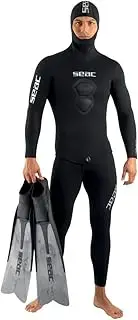 SEAC Men's Royal, 3.5 mm Neoprene Wetsuit for Freediving, Long-John and Hooded Jacket