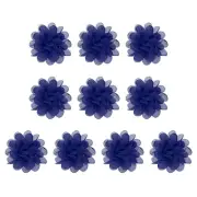 10Pcs 3.9" Chiffon Flowers Fabric Flower Sewing Fabric Appliques Dark Blue