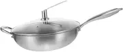 Zerodeko Stainless Steel Honeycomb Wok with Lid Non Stick Cooking Pot for Induction Electric Stoves Frying Pan with Easy Clean Design for Daily Cooking
