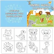 Animals Coloring Book for Kids, Painting Coloring Book, 40 Sheets Coloring Doodles Easy and Simple Designs for Relaxation for Girls Aged 3-5, Animal Drawing Book, Children's Art, 8.27 x 8.27 in