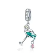 Cocktail Pendant Charm Fit Bracelet or Necklace Silver plating DIY Jewelry
