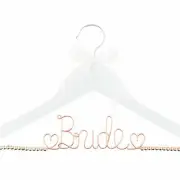 Bride to Be Wedding Dress Hanger Wooden & Wire Accented Beads & Bow - Rose Gold