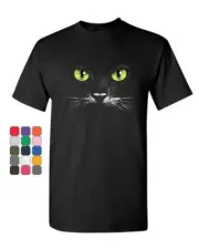 Cat Green Eyes T-Shirt Animal Pet Lovers Kitten Huge Cat Face Mens Tee Shirt