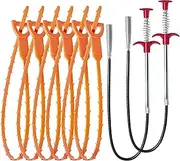 8 Pack Hair Drain Snake Clog Remover Tool, 25 Inch Hair Drain Clog Remover Cleaning Tools, 24 Inch Drain Cleaner Sticks, Drain Cleaner Tools for Kitchen Sink, Bathroom Tub, Sewer, Toilet (6+2)