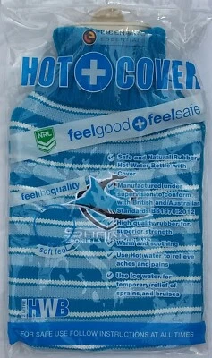 HOT WATER BOTTLE & CRONULLA SHARKS KNITTED WOOLLEN COVER . NEW UNUSED. +$5 POST.