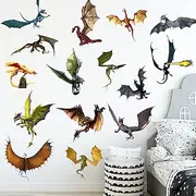 WOYINIS 3D Fantasy Dragon Wall Decal Peel & Stick Dragon Flying Wall Stickers Removable Vinyl Wall Art Decor for Kids Living Room Classroom Nursery Decoration