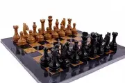Marble Chess Set 15 Inches Black and Golden Handmade Chess Game - 1 Chess