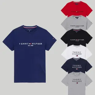 【Tommy Hilfiger】TOMMY 經典刺繡文字Logo圖案短袖T恤 上衣-多色組合(休閒舒適/可搭情侶款/平輸品)