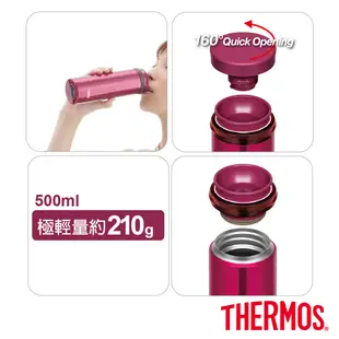 THERMOS膳魔師 超輕量不鏽鋼真空保溫杯0.5L(JNO-500)-BK(黑色)