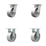 5 Inch KP Semi Steel Cast Iron Caster Set with Bronze Bearings 2 Swivel 2 Rigid
