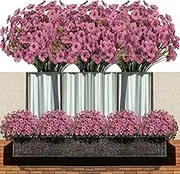 LANKAMO 15 Bundles Artificial Flowers Fake Silk Flowers Outdoor UV Resistant Faux Flowers Plastic Fabric Greenery Plants for Hanging Planter Kitchen Home Office Wedding Garden Decoration(Pink)