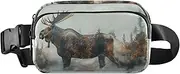 [XYMZR] Fanny Pack Moose Silhouette Forest Hip Bag Belt Bag for Women Man Fashion Waist Pack Water-repellent Crossbody Bag for Halloween Costumes Running Hiking Jogging Travel Sport, Multi-colored, one