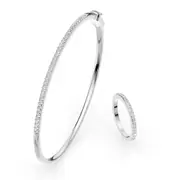Bevilles Ring and Bangle Set with 0.70ct of Laboratory Grown Diamonds in Sterling Silver and