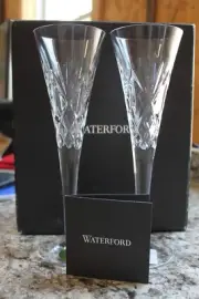 PAIR Waterford Crystal Flute #1052563 HUNTLEY