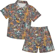 [Caihoyu] Baby-boys Toddler Short Sleeve Shirt Top+shorts Suits Toddler Baby Boy Outfit Summer Outfit