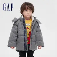 在飛比找蝦皮商城優惠-Gap 男幼童裝 簡約仿羊羔絨拉鍊連帽外套-灰色(59305